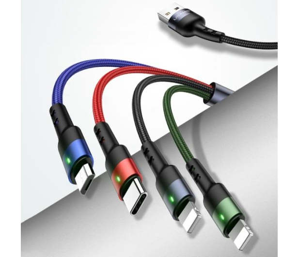USAMS Kabel pleciony U26 4w1 0,35m 2A (2xlight/microUSB/C) - 1569041 - zdjęcie 3